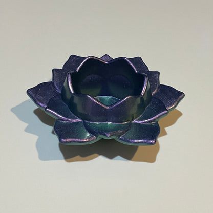 Color Shift Lotus Flower Tealight Candle Holder Purple Green