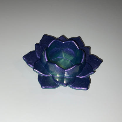 Color Shift Lotus Flower Tealight Candle Holder Purple Green