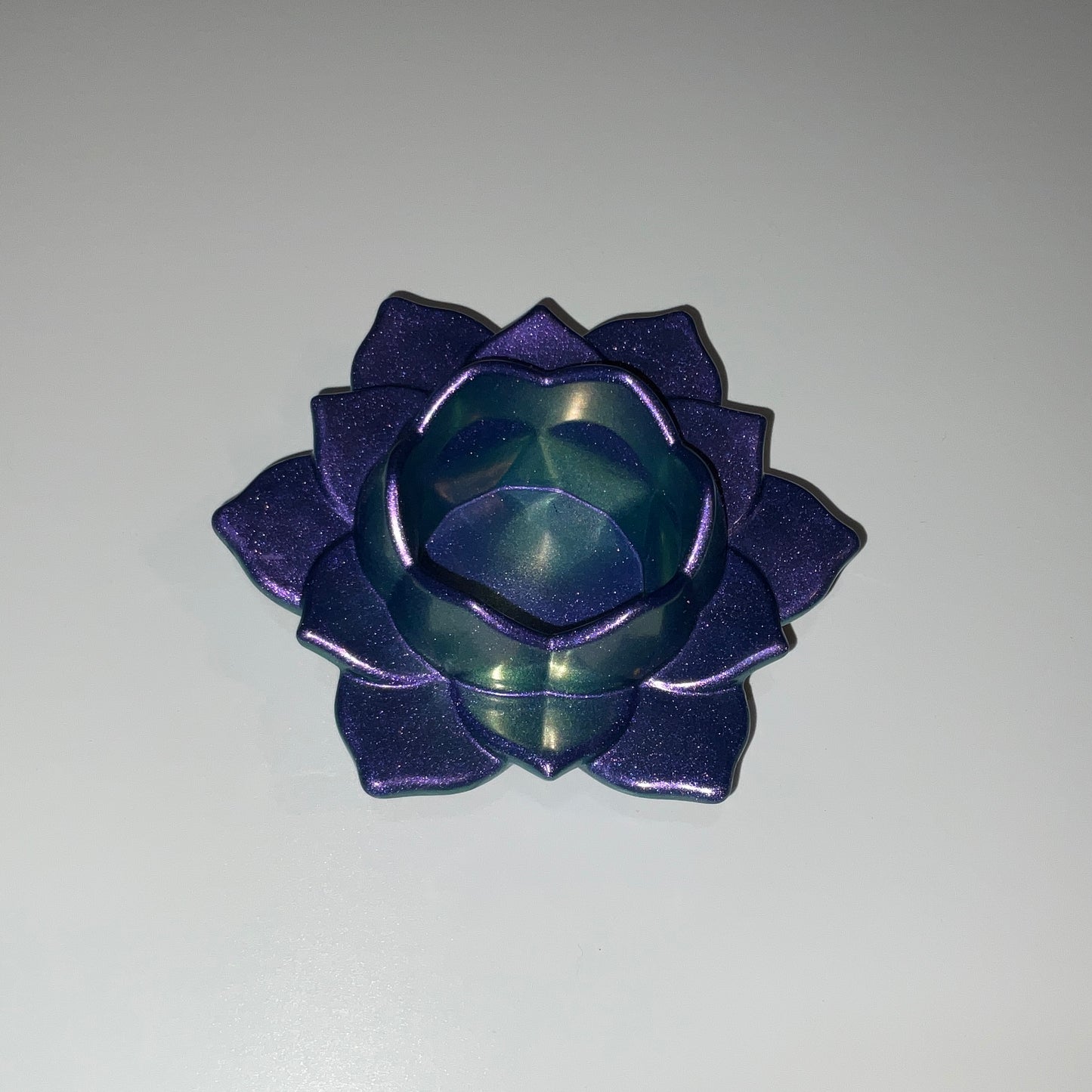 Color Shift Lotus Flower Tealight Candle Holder Purple Green