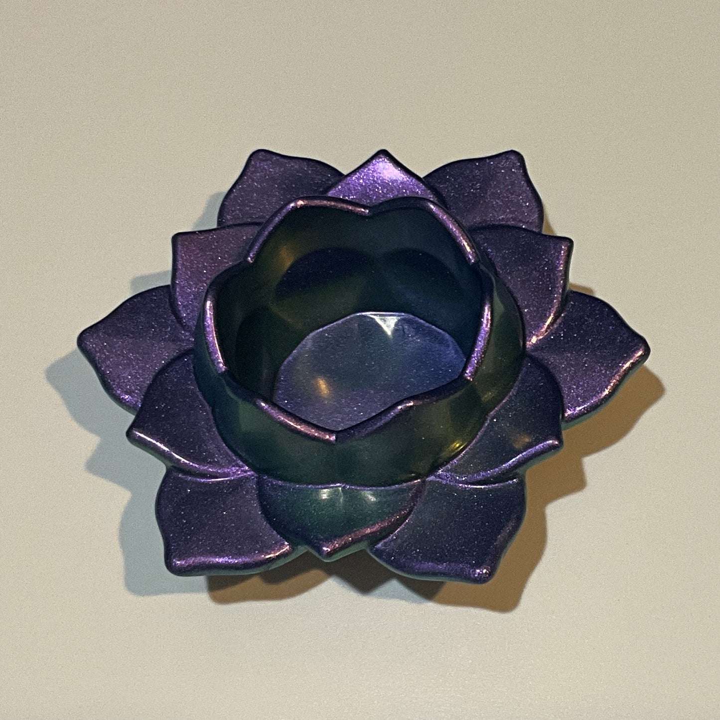 Color Shift Lotus Flower Tealight Candle Holder Purple Green