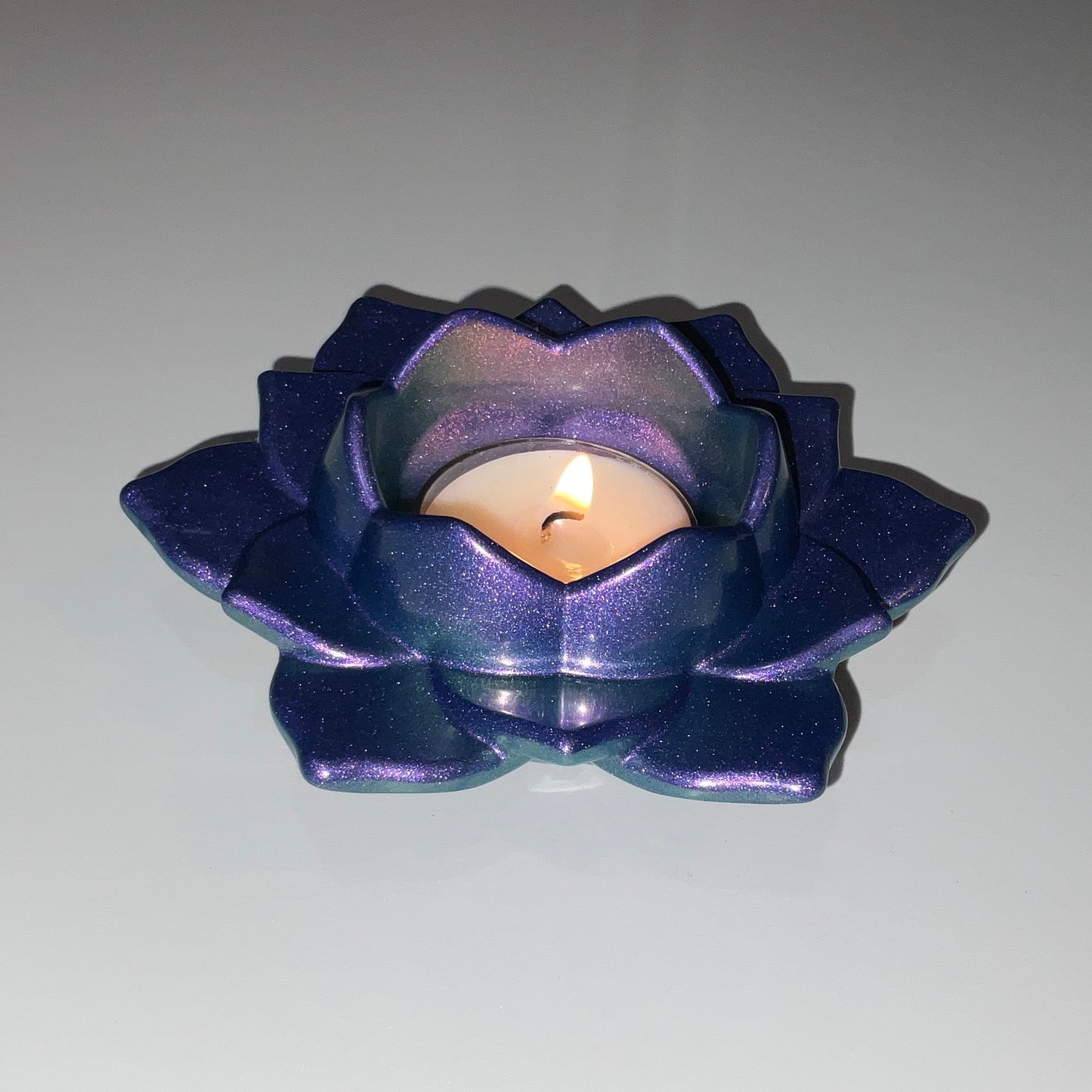 Color Shift Lotus Flower Tealight Candle Holder Purple Green