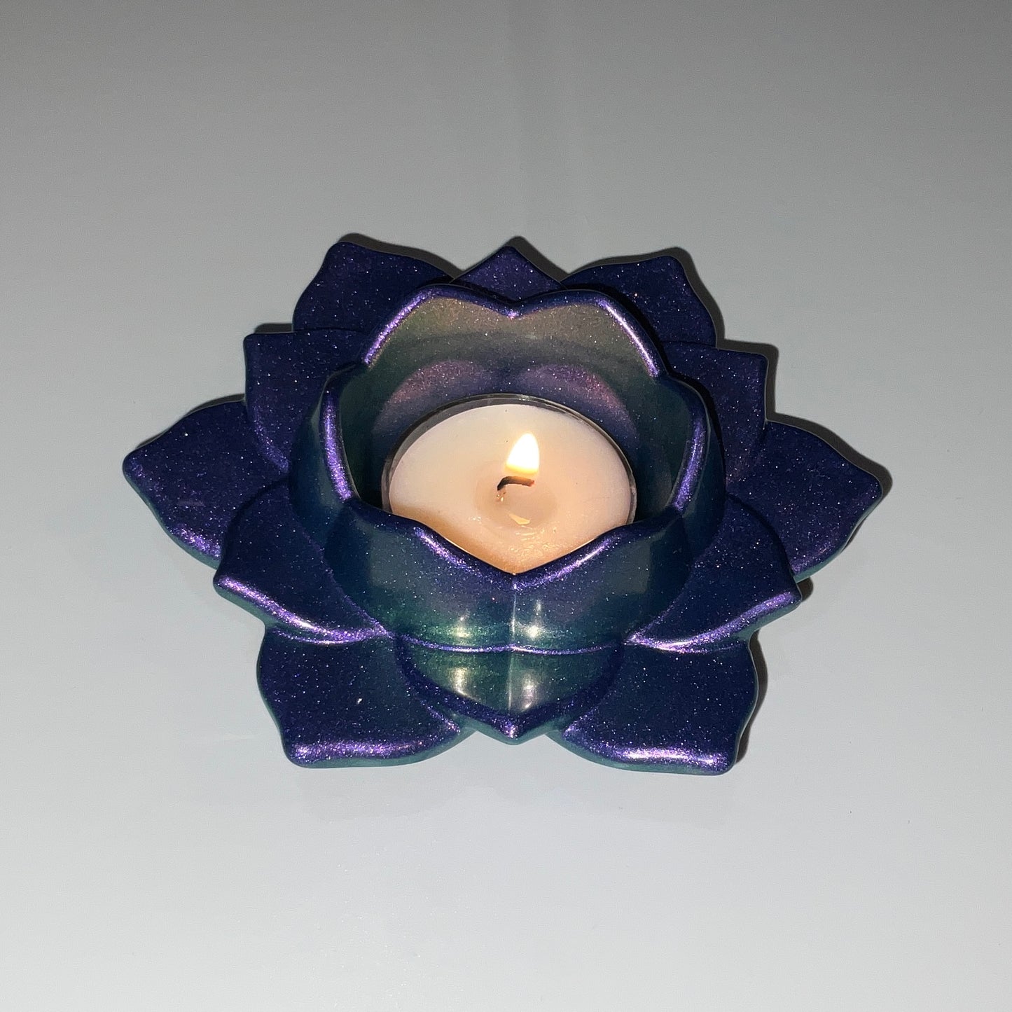 Color Shift Lotus Flower Tealight Candle Holder Purple Green