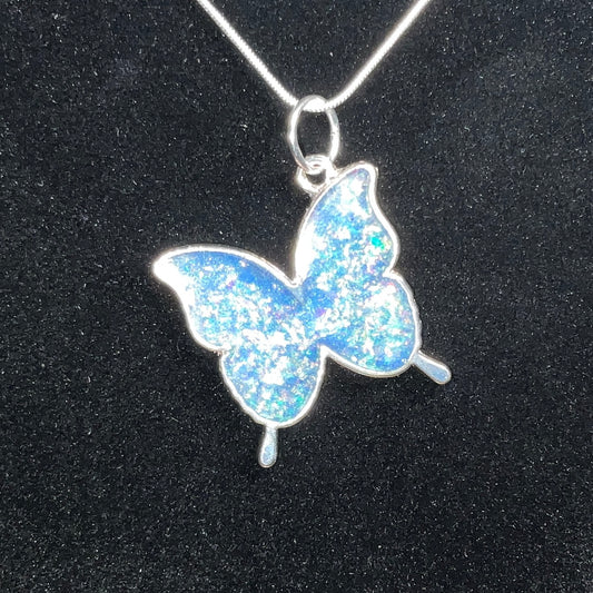 Butterfly Necklace Sparkly Blue