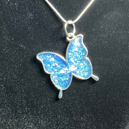 Butterfly Necklace Sparkly Blue