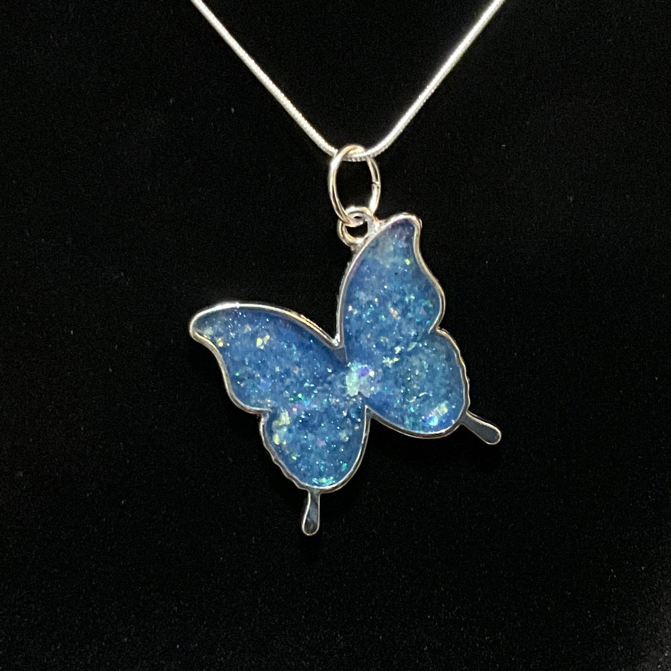 Butterfly Necklace Sparkly Blue