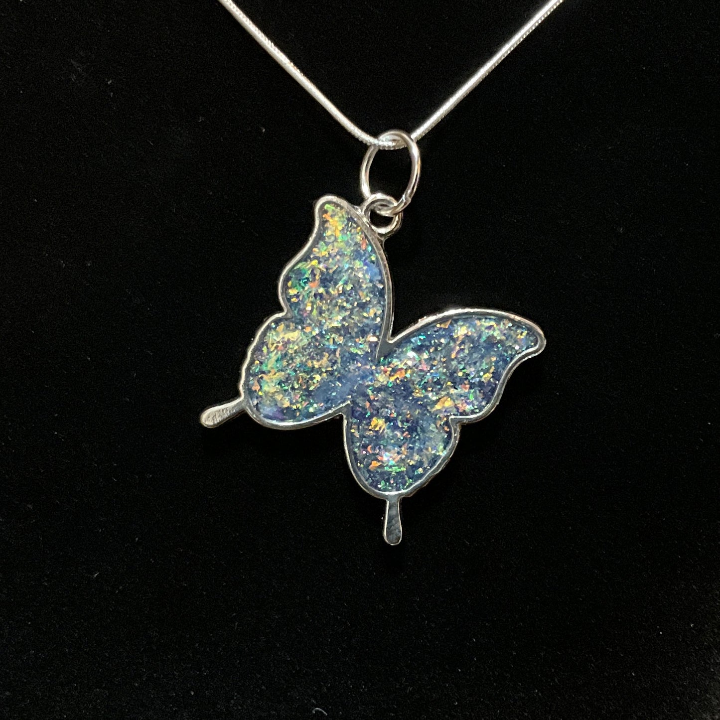 Butterfly Necklace Sparkly Blue