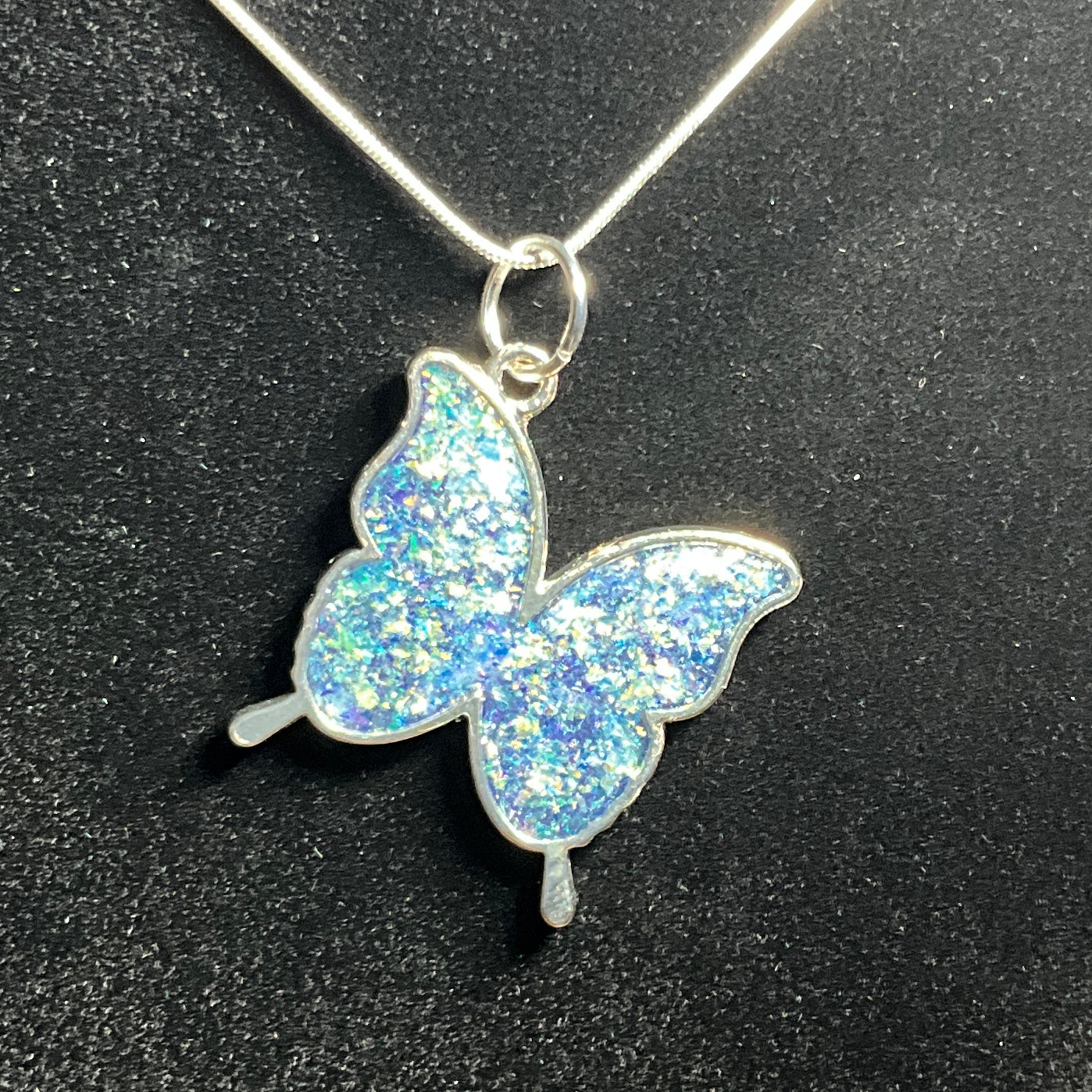 Butterfly Necklace Sparkly Blue