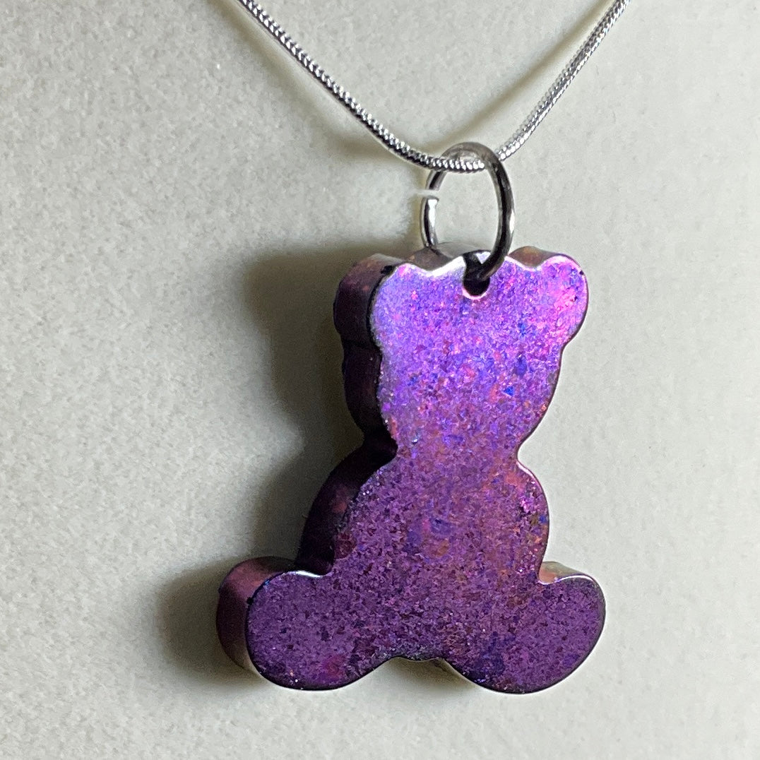 Color-Shift Sitting Teddy Bear Necklace