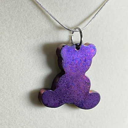 Color-Shift Sitting Teddy Bear Necklace