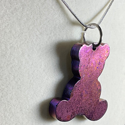 Color-Shift Sitting Teddy Bear Necklace